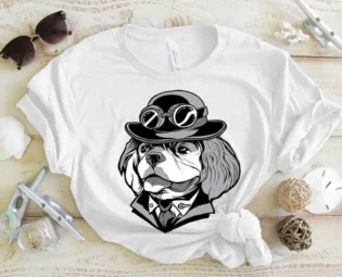 Cavalier Dog Graphic Tees, Dog Lover Gift, Dog Mom, Steampunk, Dog T-shirt by FoldedTee steampunk buy now online