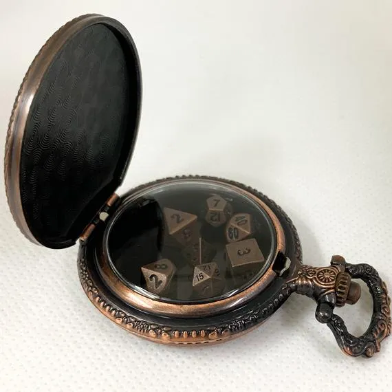 Dnd Stylewatch DnD Dice Copper Steampunk Style Pocket Watch Shell with 7-die Metal ...