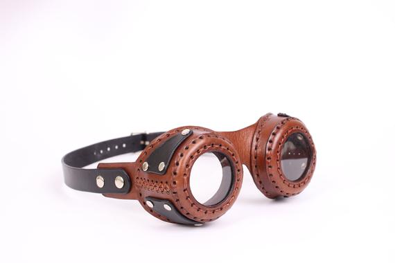 Leather Steampunk Handmade Goggles, Christmas gift by ceeleather steampunk buy now online