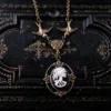 Skeleton Lady Cameo Necklace- Brass and Black by ragtrader steampunk buy now online Skeleton Lady Cameo Necklace- Brass and Black by ragtrader steampunk buy now online