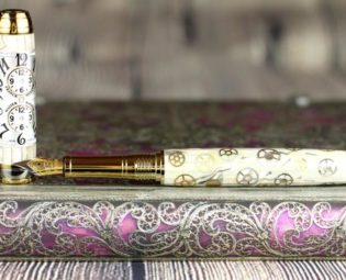 Steampunk Handmade Fountain Pen - Abalone & Watch Parts Body - Beaufort 23K Gold plated Bi-metal Nib - 18 Coat glass polish finish by BespokeFountainPens steampunk buy now online