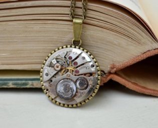 Steampunk Necklace, Pendant Jewelry, Timepiece Necklace, Jewelry, Watch Swiss made, Gift, Retro, Statement, Industrial Jewellery, Old Watch by SteampunkArtStudio steampunk buy now online