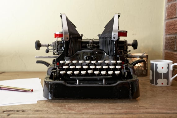 Stunning Unique Red / Black Oliver Typewriter No 9, Well Working - The Only One Custom Made - Antique Steampunk Furniture - QWERTY by GarageCreatures steampunk buy now online