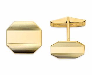 14k Yellow Gold Mens Rectangular Octagon Line Design Cuff Links Cufflinks Link Fine Jewellery For Dad Mens Gifts For Him steampunk buy now online