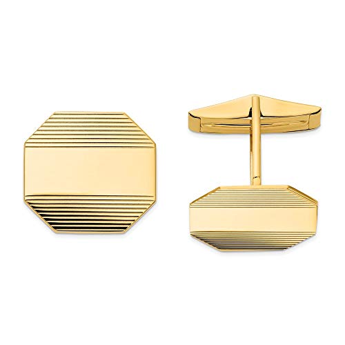 14k Yellow Gold Mens Rectangular Octagon Line Design Cuff Links Cufflinks Link Fine Jewellery For Dad Mens Gifts For Him steampunk buy now online