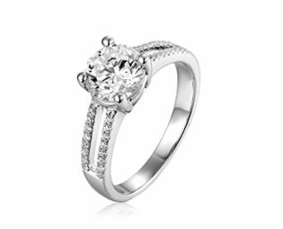 Aartoil Women Wedding Engagement Ring 18k White Gold 4-Prong Round Cut Moissanite Size S 1/2 steampunk buy now online