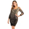 YUANCHENG Women's Sashes o-neck Dress Long sleeve Sequined Dress Ruffle Above Knee,Black,L steampunk buy now online YUANCHENG Women's Sashes o-neck Dress Long sleeve Sequined Dress Ruffle Above Knee,Black,L steampunk buy now online