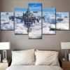 ZJJBH fresco 5 Pieces Of Mural Canvas Painting, Modular 150*80Cm Wall Art Home Decoration 5 Pieces Canvas Painting Modern Steampunk City And Airship Pictures Hd Print Blue Sky Boy Room Modular Poster steampunk buy now online