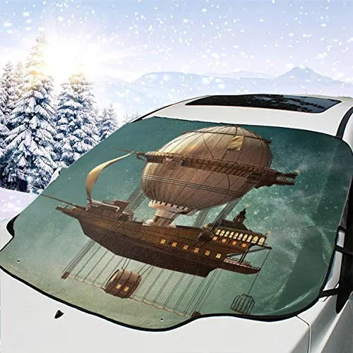 New Shorts Surreal Sky Scenery Steampunk Airship Fairy Sci Fi Stardust Space Image One Size Car Front Windshield Cover Foldable Sunshade Fits Most Cars, Trucks, SUV’s steampunk buy now online