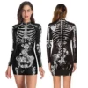 YUANCHENG Women Pencil Skull Printing O-Neck Casual Skeleton Halloween Slim-fit Dress,01,S steampunk buy now online YUANCHENG Women Pencil Skull Printing O-Neck Casual Skeleton Halloween Slim-fit Dress,01,S steampunk buy now online