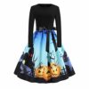 YUANCHENG Women Halloween Party Long Sleeve Musical Notes Vintage Dress A Line Dress,01,L steampunk buy now online
