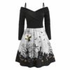 YUANCHENG Women Pumpkin Print Dress Halloween Off-Shoulder Zipper Vintage Casual Dresses,01,M steampunk buy now online