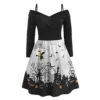 YUANCHENG Women Pumpkin Print Dress Halloween Off-Shoulder Zipper Vintage Casual Dresses,01,M steampunk buy now online