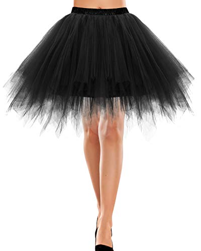 bbonlinedress Women's Short Vintage Petticoat Ballet Bubble Skirt 50s Puffy Tutu Black L steampunk buy now online