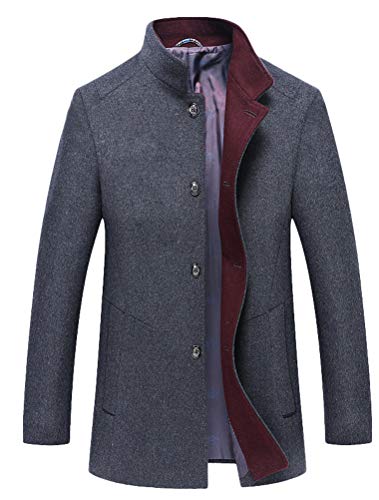 Mallimoda Men's Wool Coats Jackets Winter Business Long Trench Coat Windbreaker Dark Grey M steampunk buy now online