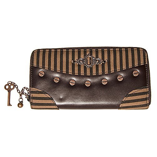 BANNED Clothing Pinstripe Brown Black STEAMPUNK WALLET Purse Goth Vintage steampunk buy now online
