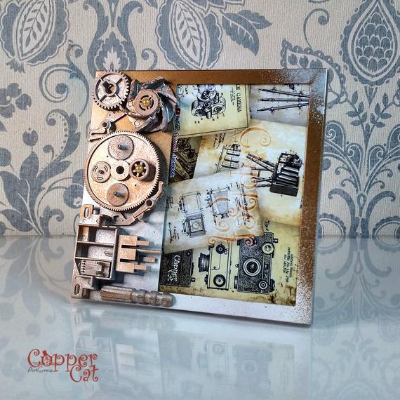 4x6 Steampunk photo frame, Picture Frames, Wedding Favors, Steampunk Wedding Gifts, Decor, Birthday gifts, Dieselpunk by CopperCatGroup steampunk buy now online