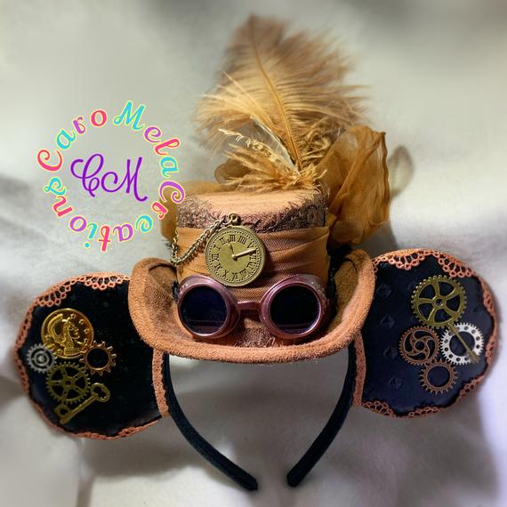 Steampunk Inspired Mouse Ears, Gears, Goggles, Custom Ears by CaroMelaCreations steampunk buy now online