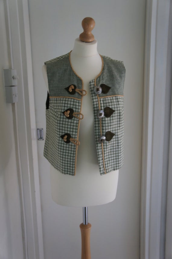 Vintage Berwin And Wolff Austrian Costume And Country House Fashion Check Waistcoat With Hessian Rope Detail Folk Steampunk Size 38 UK 12 by IndustriousImaginare steampunk buy now online