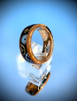 Whiskey Barrel Steampunk Ring with Rose Gold liner, Industrial Ring, Sci-Fi ring, Gears Ring, Retro Futuristic Ring, Mens Wedding Ring by ElementalDesigns2018 steampunk buy now online