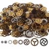 Teenitor 200 Gram Assorted Antique Steampunk Gears Charms Cogs Pendant Clock Watch Wheel Gear for Crafting Jewelry Making Accessory Bronze Copper Gold & Silver Mixed Color (Approx 140pcs) steampunk buy now online