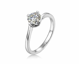 Aartoil Women Wedding Engagement Ring 18k White Gold 4-Prong 1ct Moissanite Size T 1/2 steampunk buy now online
