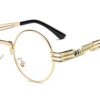 BOZEVON Retro Steampunk Style Inspired Round Metal Circle Sunglasses for Women & Men Gold-Transparent steampunk buy now online