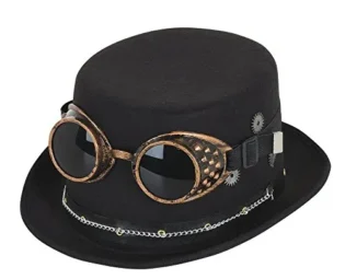 Bristol Novelty BH673 Steampunk Top Hat with Goggles and Gears, Mens, Black, One Size steampunk buy now online