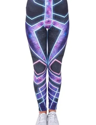 Kukubird Printed Patterns Women's Yoga Leggings Gym Fitness Running Pilates Tights Skinny Pants Size 6-10 Stretchable-Cyber steampunk buy now online