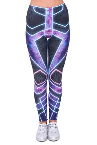 Kukubird Printed Patterns Women's Yoga Leggings Gym Fitness Running Pilates Tights Skinny Pants Size 6-10 Stretchable-Cyber steampunk buy now online