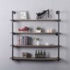 Industrial Pipe Shelving Wall Mounted,48in Rustic Metal Floating Shelves,Steampunk Real Wood Book Shelves,Wall Shelf Unit Bookshelf Hanging Wall Shelves,Farmhouse Kitchen Bar Shelving(4 Tier) steampunk buy now online