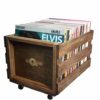 Wooden LP Record Storage Crate on Wheels for up to 100 albums, by Retro Musique steampunk buy now online