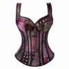 Grebrafan Straps Jacquard Weave Halter Corset Gothic Punk Basque Bustier Shapewear (UK(8-10) M,Purple) steampunk buy now online
