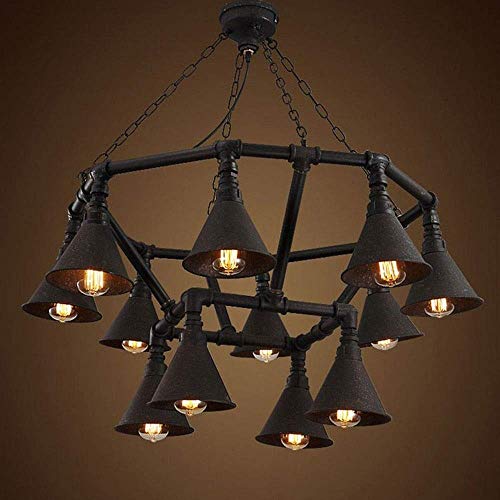 Raelf 12-lamp Retro Chandelier Industrial Ceiling Lamp Steampunk Chandelier E27/E26 Rust Antique Water Pipe Chandelier Bar Cafe Black Vintage Metal Water Pipe Edison 12 Light Chandelier Copper steampunk buy now online