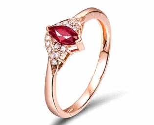 Socoz 18K Rose Gold Couple Wedding Rings,Ruby Shaped Marquise 0.35Ct Women Rose Gold Proposal Ring pink gold steampunk buy now online