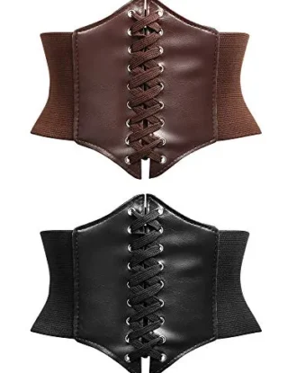 2 Pieces Steampunk Corset Belt Retro Width Corset Belt Tied Elastic Waist Belt steampunk buy now online