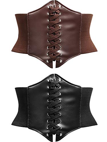 2 Pieces Steampunk Corset Belt Retro Width Corset Belt Tied Elastic Waist Belt steampunk buy now online