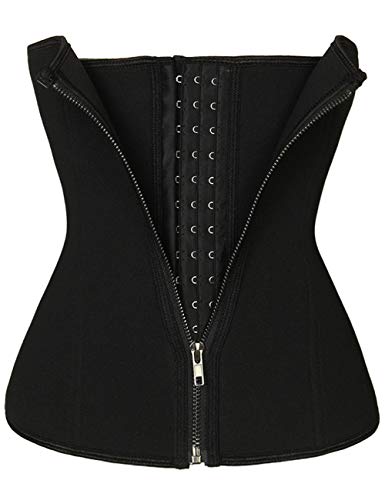 FeelinGirl Women's Waist Trainer Neoprene 6 Steel Boned Breathable Waist Cinchers with Zipper Hook Tummy Control Bustiers Corsets Black L steampunk buy now online