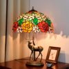 FengLing Desk lamp American Elk Gorgeous Rose Stained Glass Table Lamp Living Room Dining Bar Bedroom Bedside Table Lamp 40 * 59cm steampunk buy now online