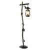 ZUQIEE Floor Lamp American Rural Sweeping Gold Do The Old Lantern Kerosene Lamp Glass Shade Wrought Iron with Leaf Decoration Standing Lamp 1.62M with Foot Switch for Living Room Bedroom Office steampunk buy now online