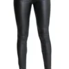 Ecupper Ladies Black Leather Look Pants High Waisted Skinny Coated Stretchy Jeans Inside Leg 26 Inches XL-40 steampunk buy now online
