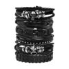 MILAKOO 6 Pcs Leather Bracelet Black Brown Braided Wide Wristband Women Men Punk Jewelry Skull steampunk buy now online