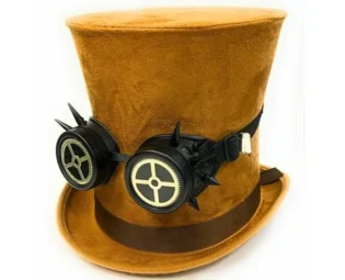 Brown Steampunk Top Hat Bell Hat Black Spike Goggles Vintage Gothic Retro Halloween by Stylexparty steampunk buy now online