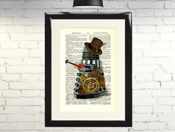 Dictionary Art Print Steampunk Dalek Dr Who Framed Vintage Poster Picture Handmade Original Artwork Book Page Home Decor by A1HeartnHome steampunk buy now online