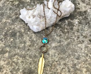 Gold Feather dangle Necklace by Gemelliitalia steampunk buy now online