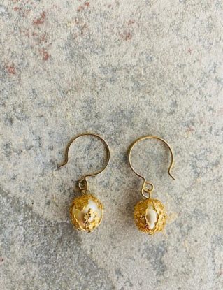 Gold Filigree Wrapped Pearl Drop earrings by GrannyandtheGeek steampunk buy now online