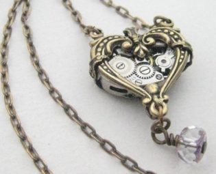 La Petite Heart ... Steampunk Victorian Heart Petite Necklace by JewelsByNature steampunk buy now online