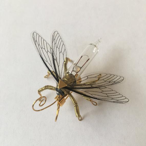 Steampunk brooch - Small Mayfly Lightbulb Brooch - Unique Steampunk Steam Punk Clockwork Jewelry by spankyspanglerdesign steampunk buy now online