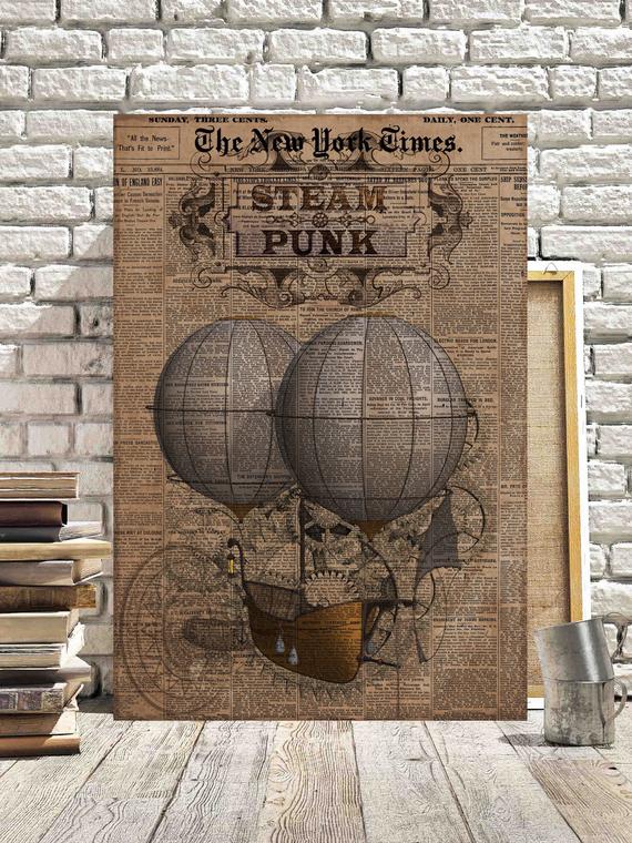 Steampunk Canvas Pictures Vintage Grunge Hot Air Balloon Industrial Fantasy Box Canvases Steampunk Pictures #8 by LeArtPrint steampunk buy now online