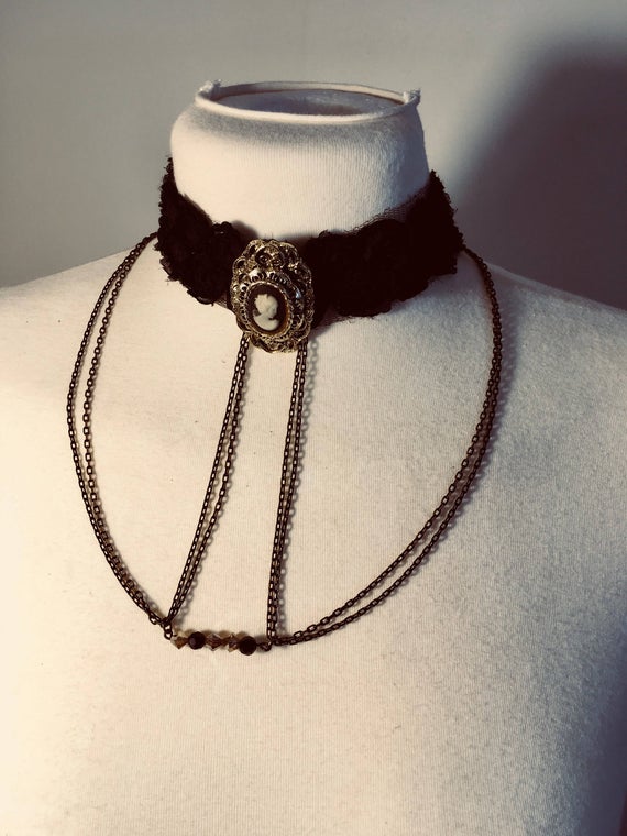 Steampunk choker Black made to fit all sizes by Itsnotyourgrandmas steampunk buy now online
